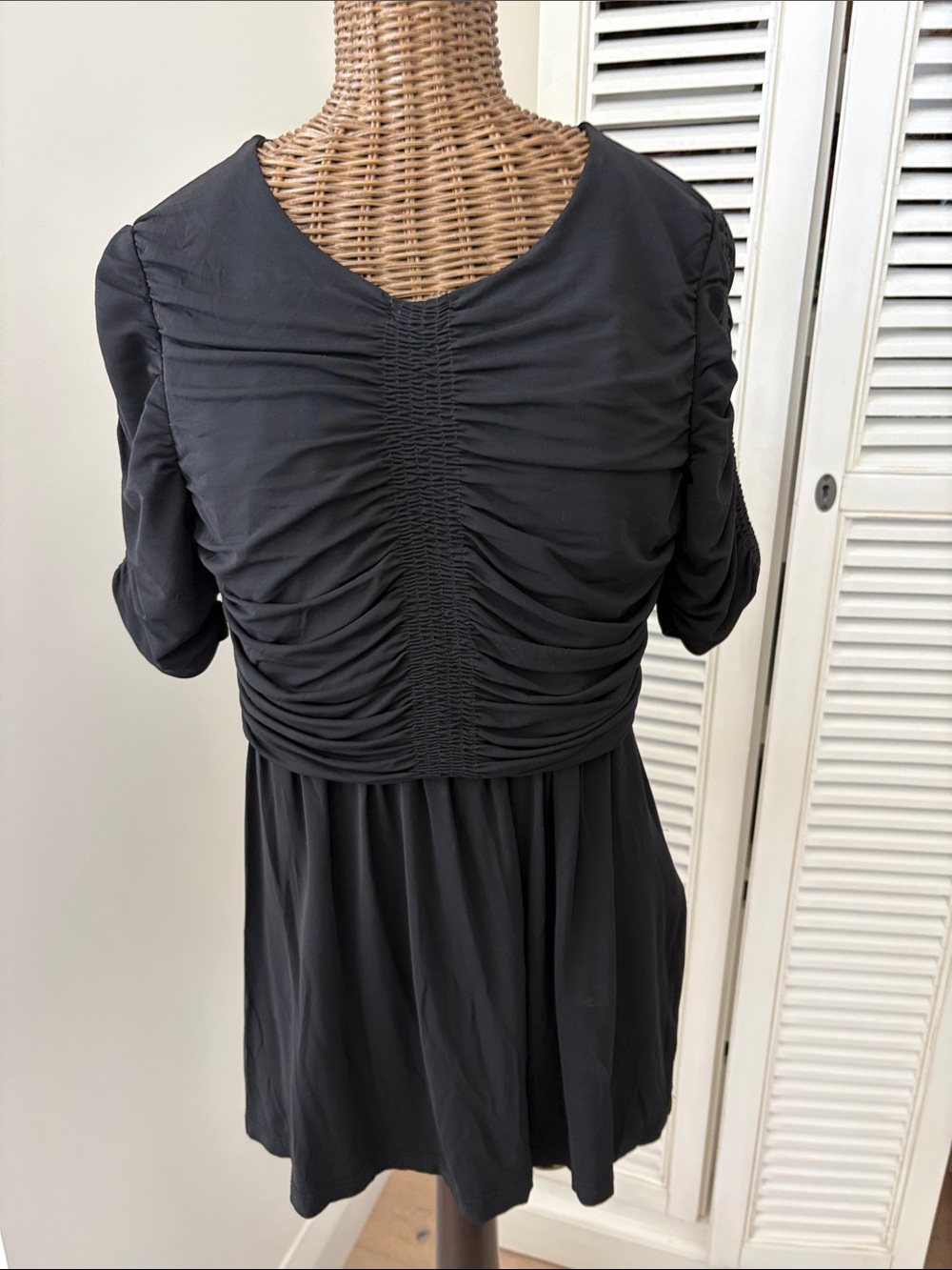 Burberry Black Ruched Short Sleeve Blouse